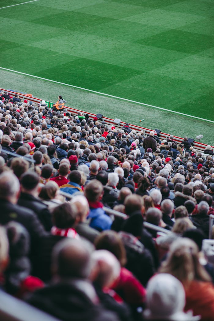 Sport Fans Inside a Soccer Stadium